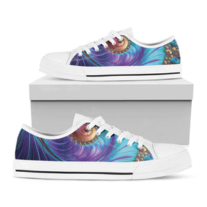 Abstract Fractal Print White Low Top Sneakers