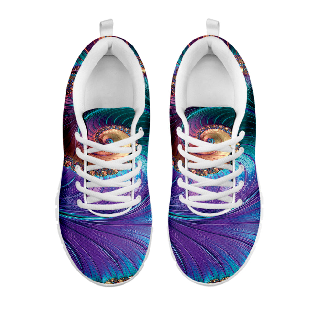 Abstract Fractal Print White Running Shoes