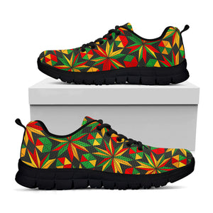 Abstract Geometric Reggae Pattern Print Black Running Shoes