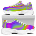 Abstract Holographic Trippy Print White Chunky Shoes