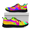 Abstract Liquid Trippy Print Black Running Shoes
