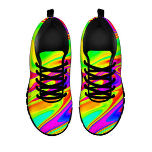Abstract Liquid Trippy Print Black Running Shoes