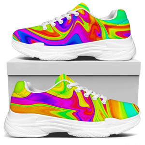 Abstract Liquid Trippy Print White Chunky Shoes