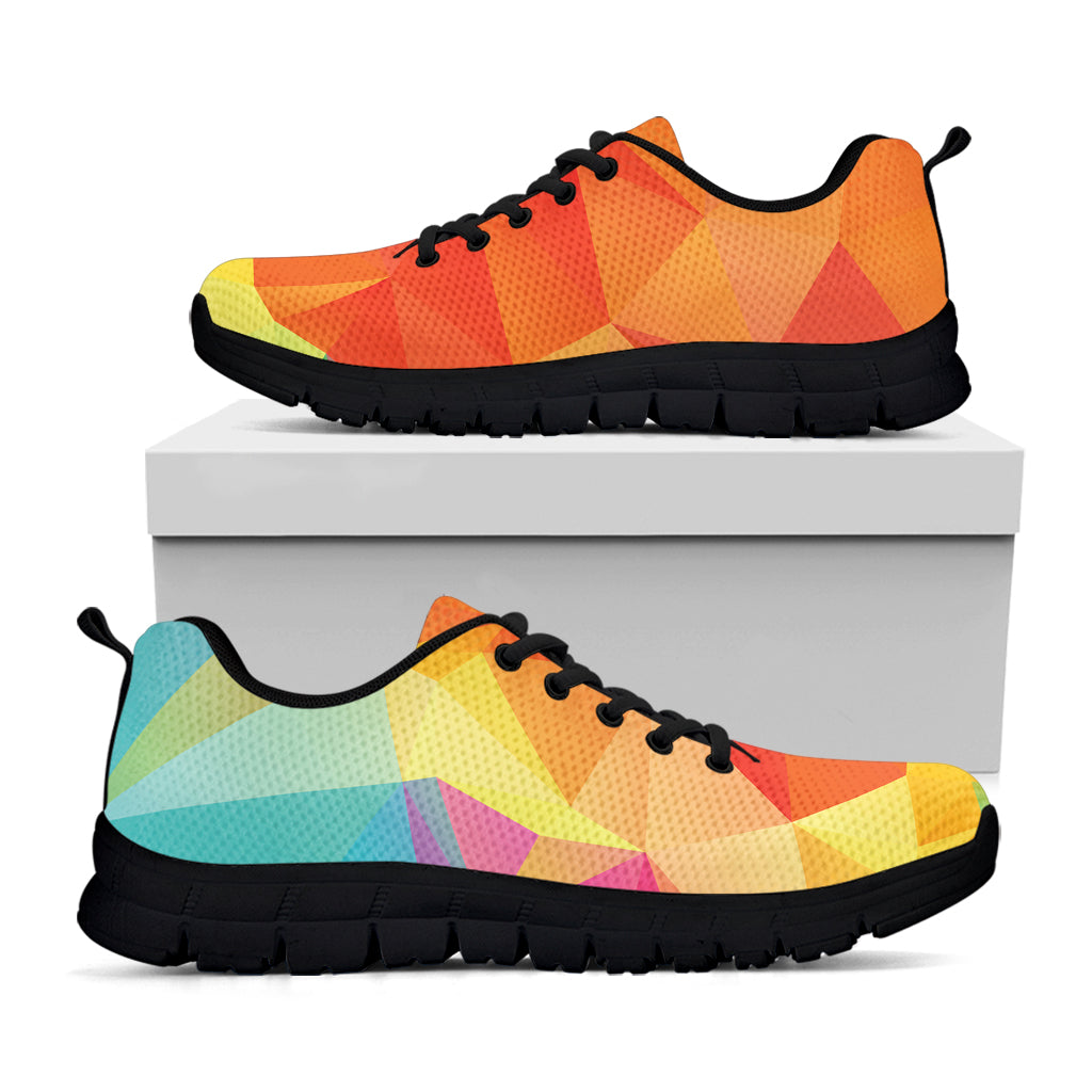 Abstract Polygonal Geometric Print Black Running Shoes