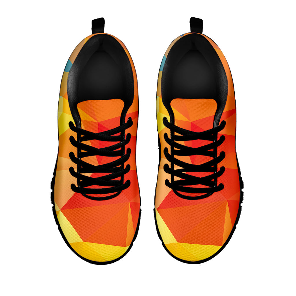 Abstract Polygonal Geometric Print Black Running Shoes