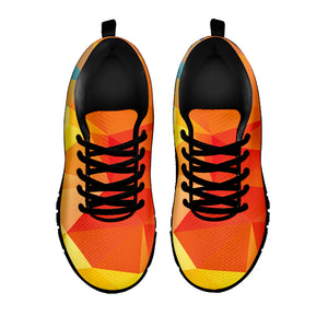 Abstract Polygonal Geometric Print Black Running Shoes