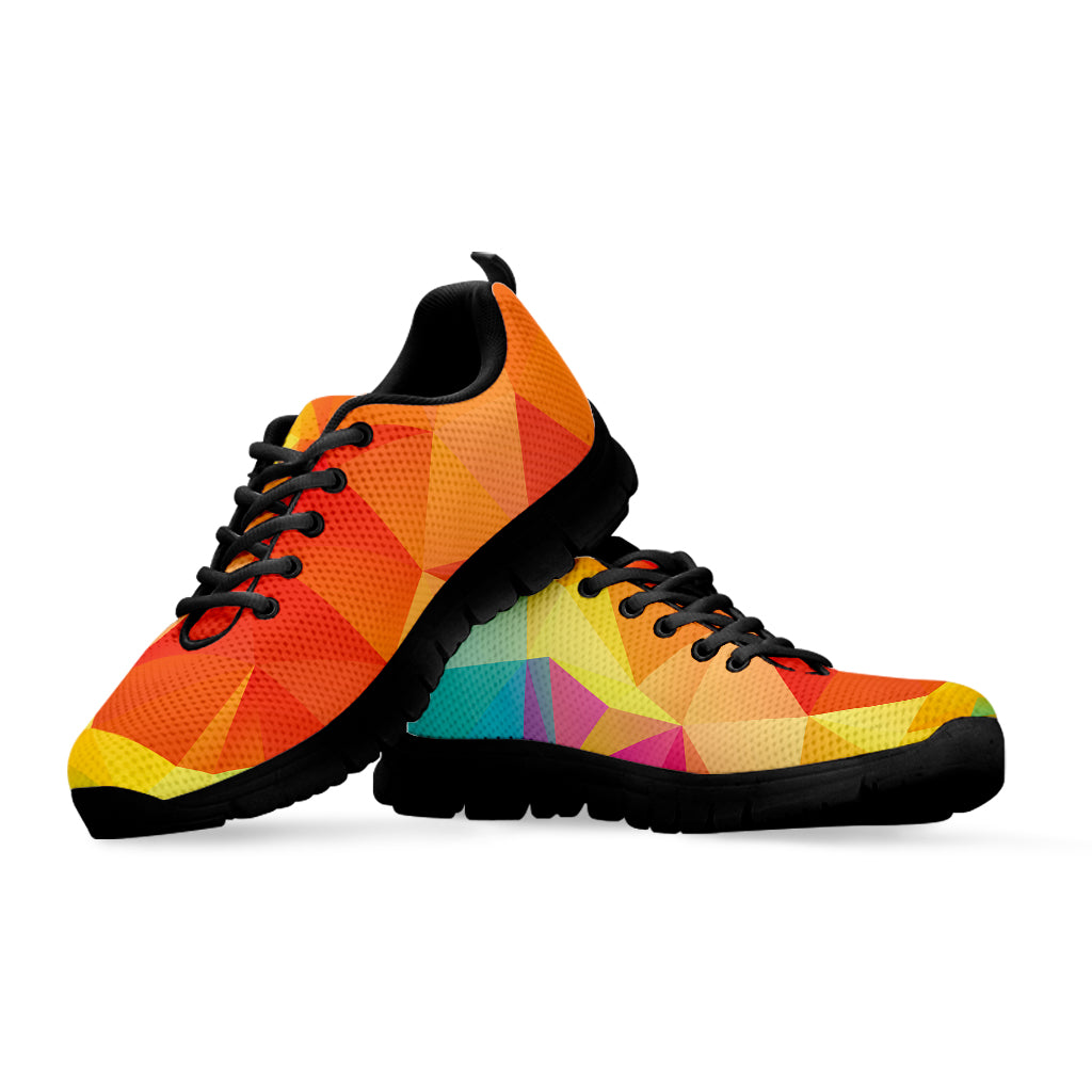 Abstract Polygonal Geometric Print Black Running Shoes