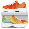 Abstract Polygonal Geometric Print White Chunky Shoes