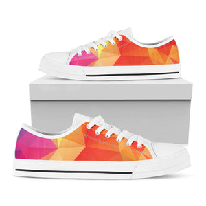 Abstract Polygonal Geometric Print White Low Top Sneakers