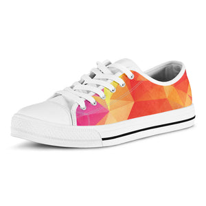 Abstract Polygonal Geometric Print White Low Top Sneakers