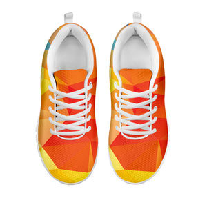 Abstract Polygonal Geometric Print White Running Shoes