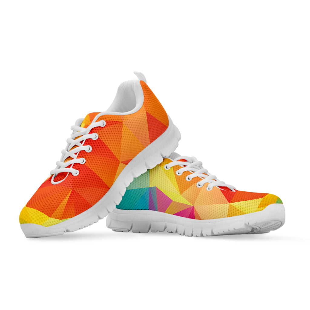 Abstract Polygonal Geometric Print White Running Shoes