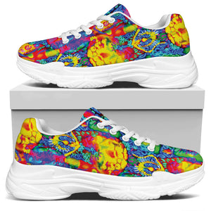 Abstract Psychedelic Print White Chunky Shoes