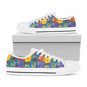Abstract Psychedelic Print White Low Top Sneakers