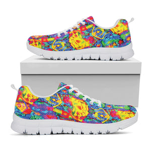 Abstract Psychedelic Print White Running Shoes