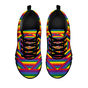 Abstract Rainbow LGBT Stripes Print Black Running Shoes