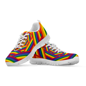 Abstract Rainbow LGBT Stripes Print White Running Shoes