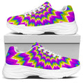 Abstract Spiral Moving Optical Illusion White Chunky Shoes