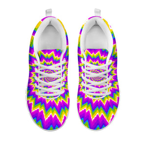 Abstract Spiral Moving Optical Illusion White Running Shoes