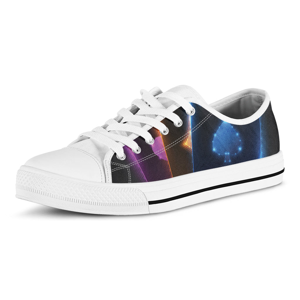 Ace Cards Print White Low Top Sneakers
