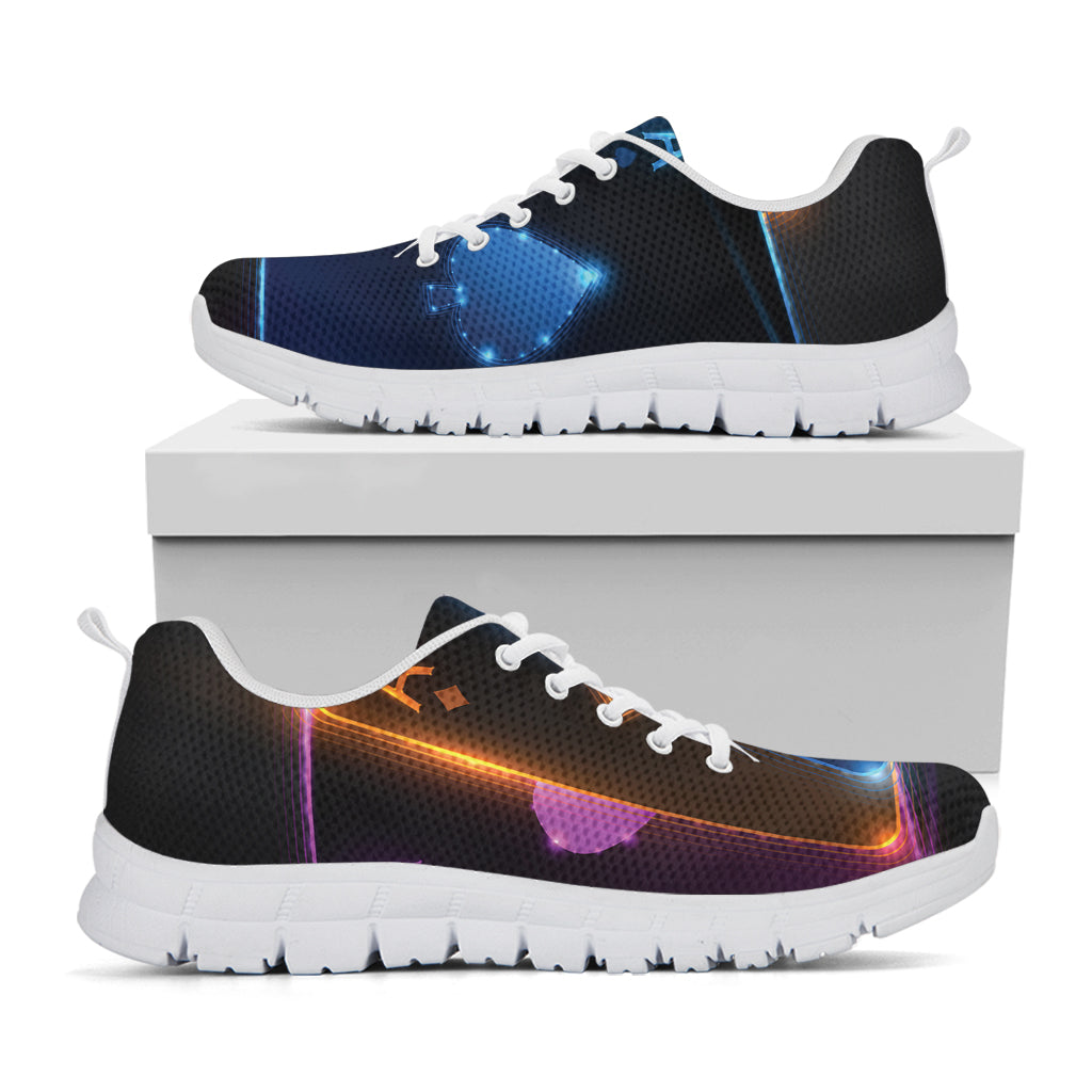 Ace Cards Print White Running Shoes