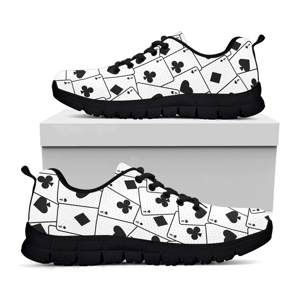 Ace Playing Cards Pattern Print Black Running Shoes