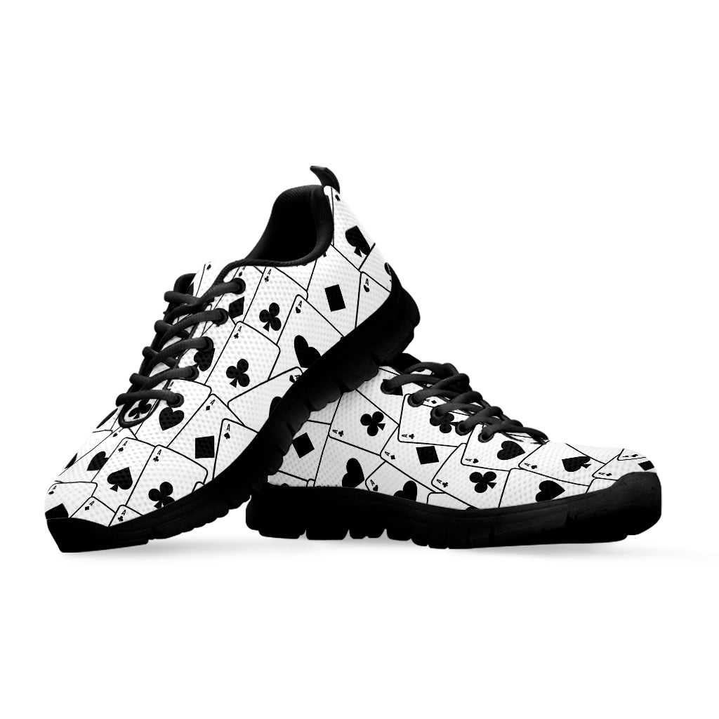 Ace Playing Cards Pattern Print Black Running Shoes