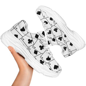 Ace Playing Cards Pattern Print White Chunky Shoes