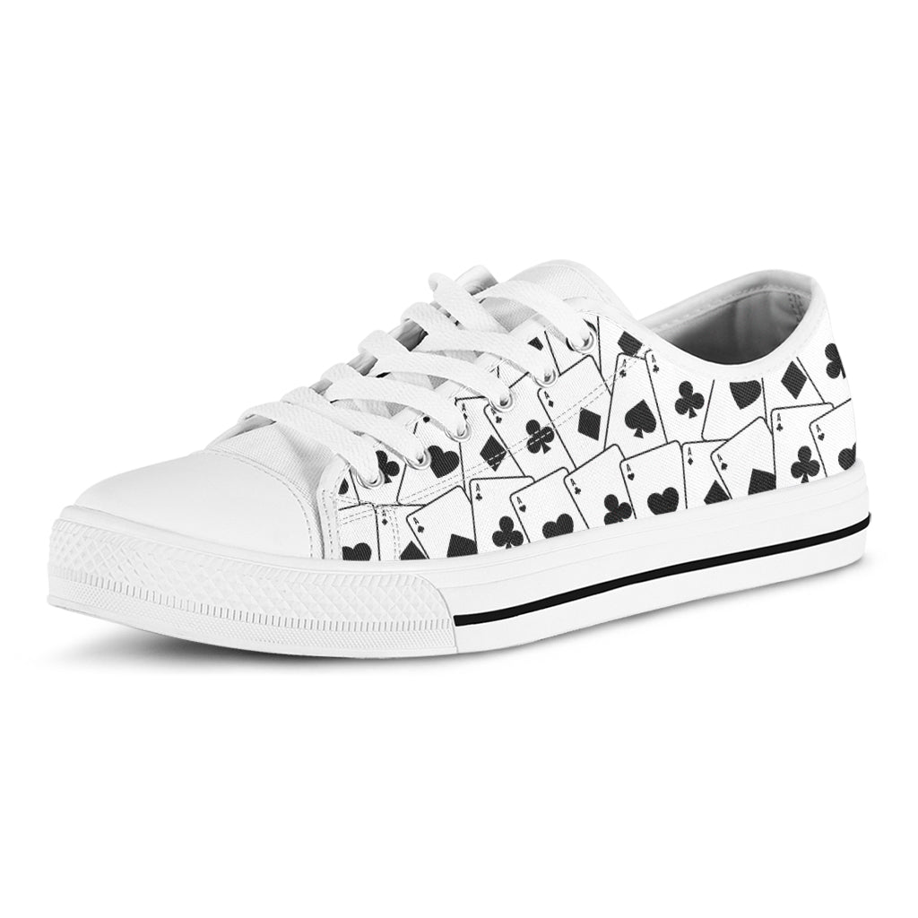 Ace Playing Cards Pattern Print White Low Top Sneakers
