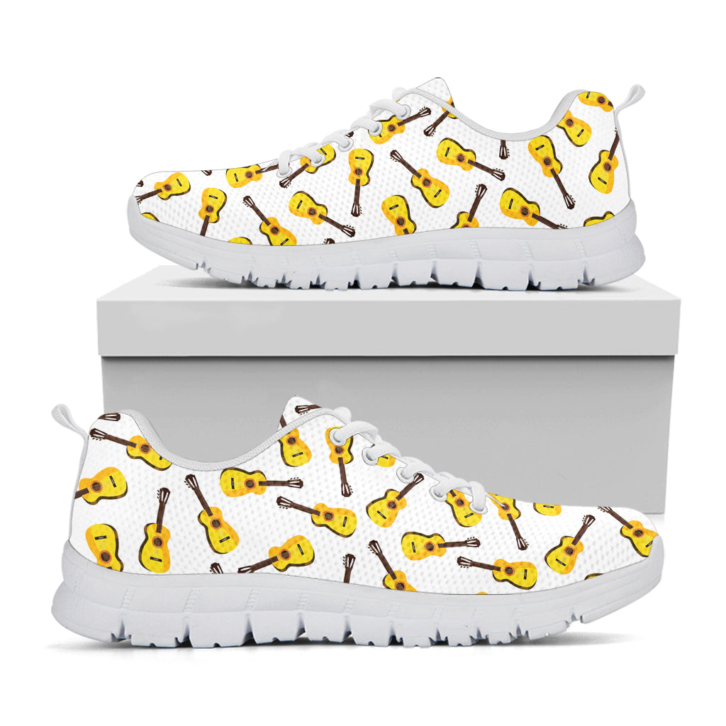 Acoustic Guitar Pattern Print White Running Shoes