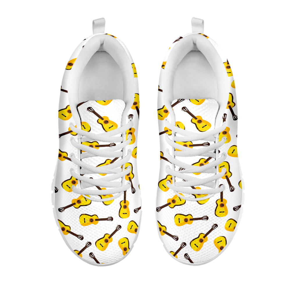 Acoustic Guitar Pattern Print White Running Shoes