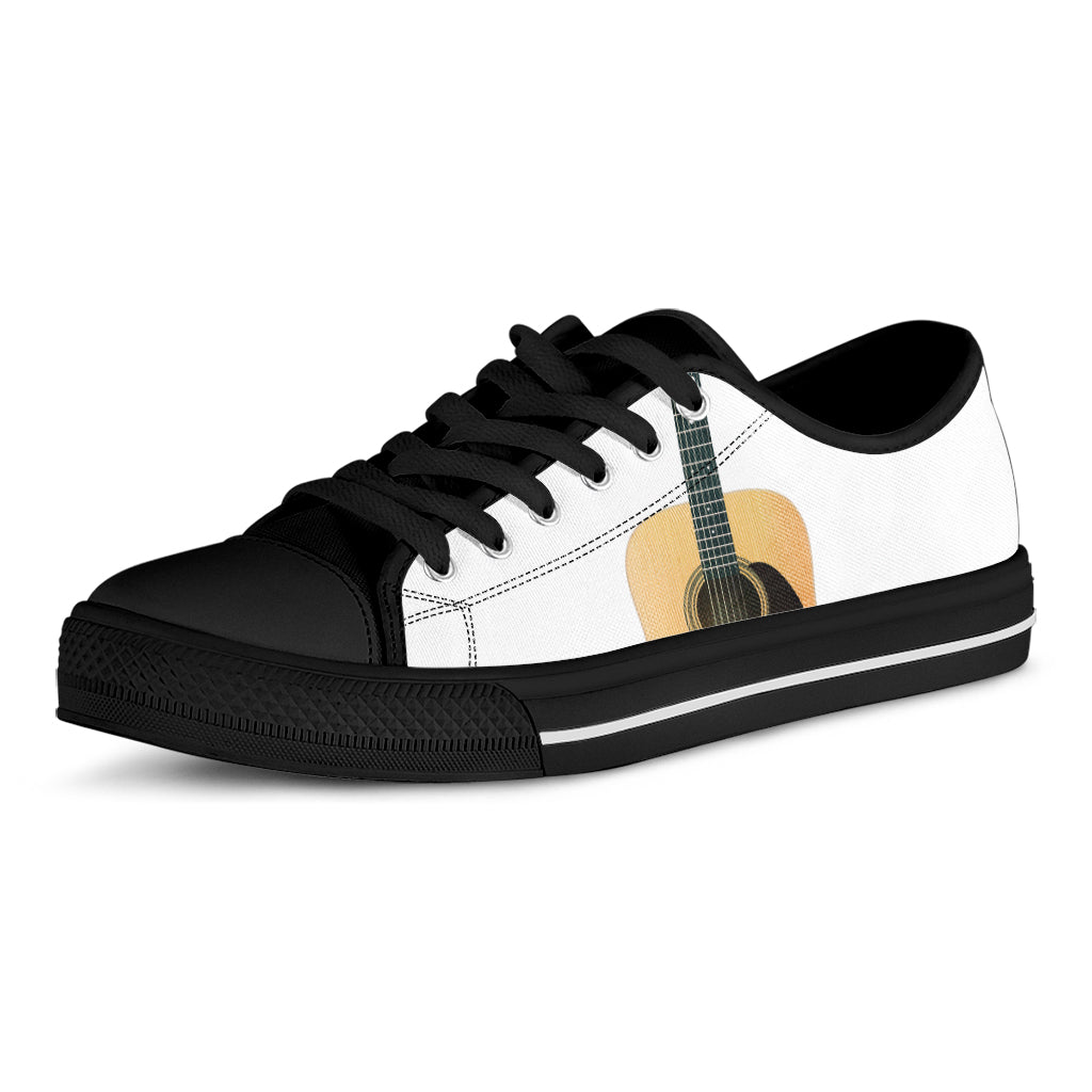 Acoustic Guitar Print Black Low Top Sneakers