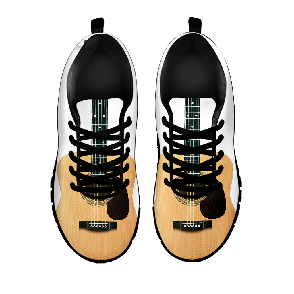 Acoustic Guitar Print Black Running Shoes
