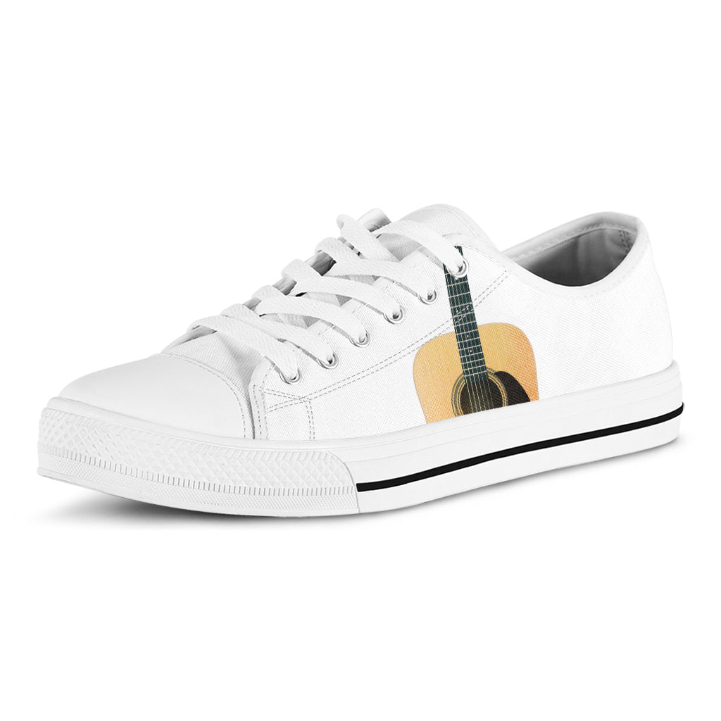 Acoustic Guitar Print White Low Top Sneakers