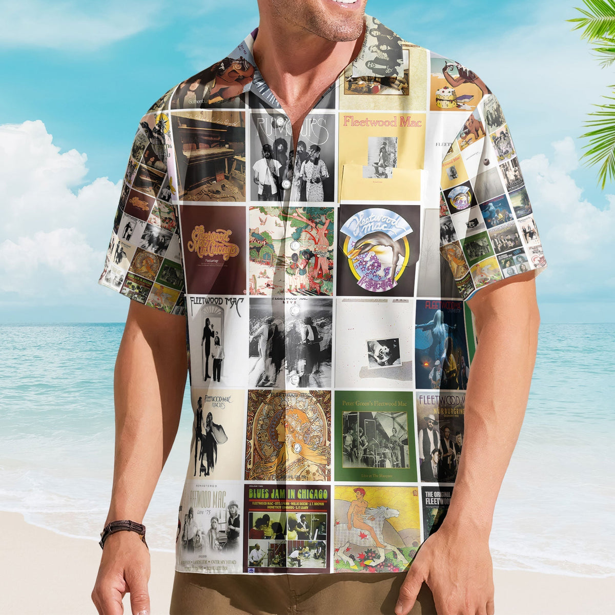 Fleetwood Mac Hawaiian Shirt Vintage Album Collage Classic Rock Style