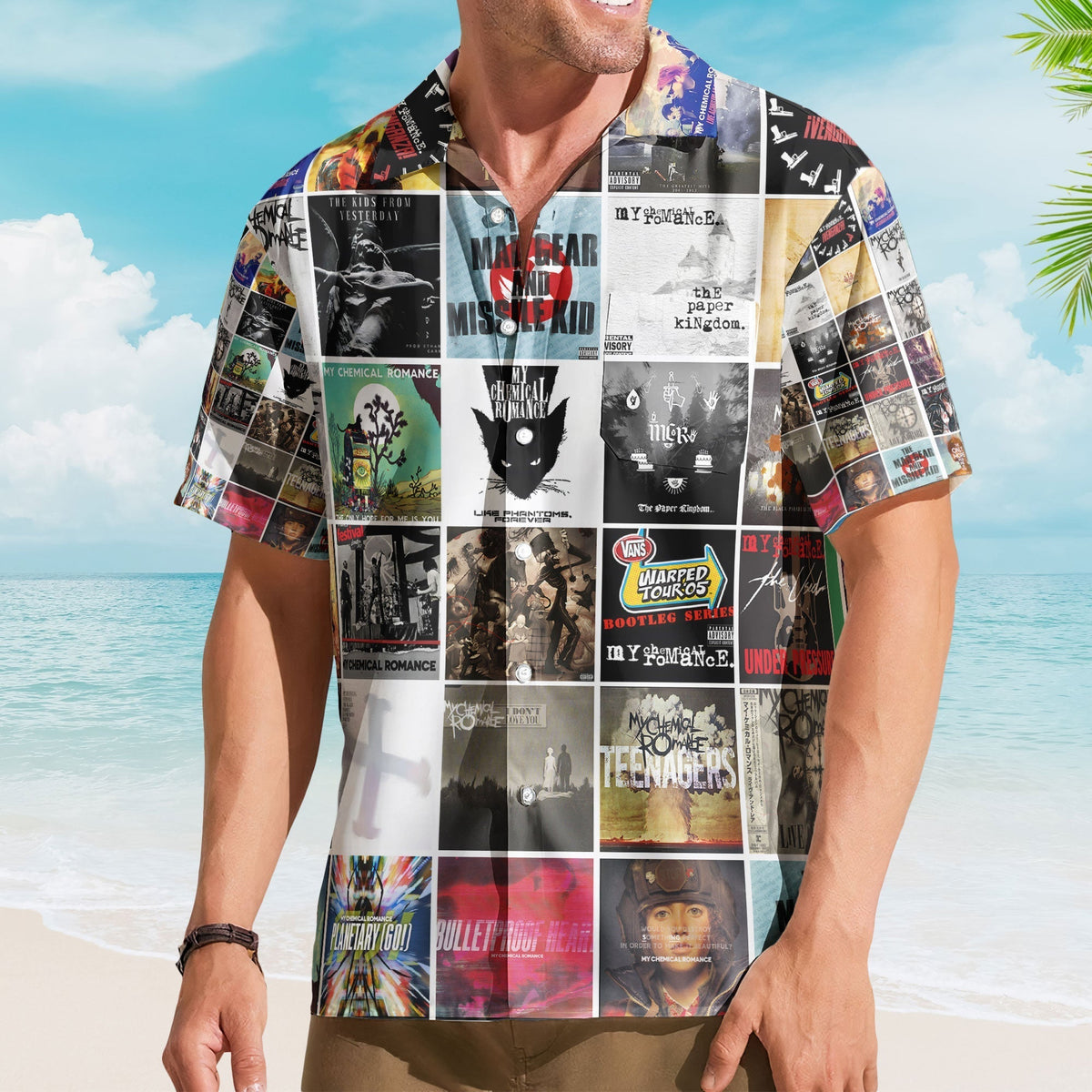 Deep Purple Hawaiian Shirt Vintage Album Collage Classic Rock Style