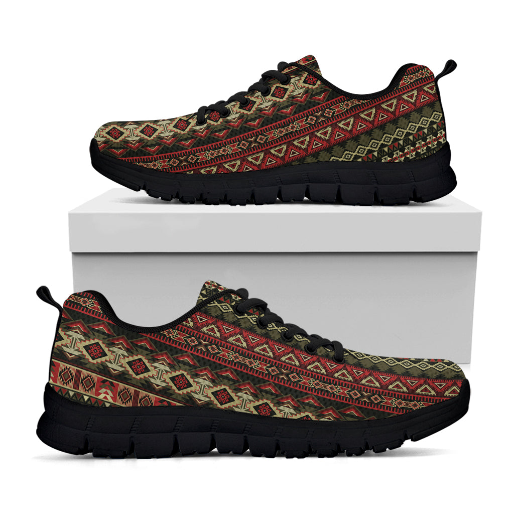 African Ethnic Pattern Print Black Running Shoes
