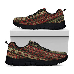 African Ethnic Pattern Print Black Running Shoes