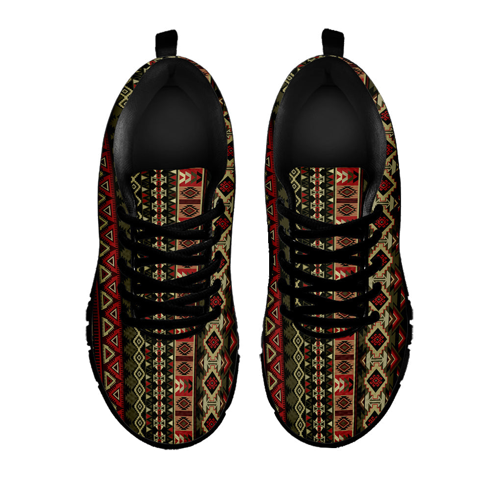 African Ethnic Pattern Print Black Running Shoes