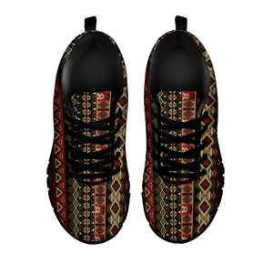 African Ethnic Pattern Print Black Running Shoes