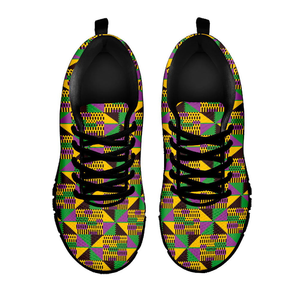 African Kente Pattern Print Black Running Shoes