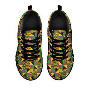 African Kente Pattern Print Black Running Shoes