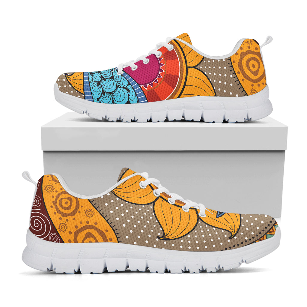 African Sun Print White Running Shoes