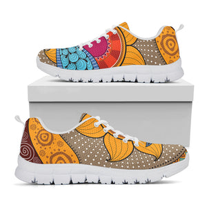 African Sun Print White Running Shoes