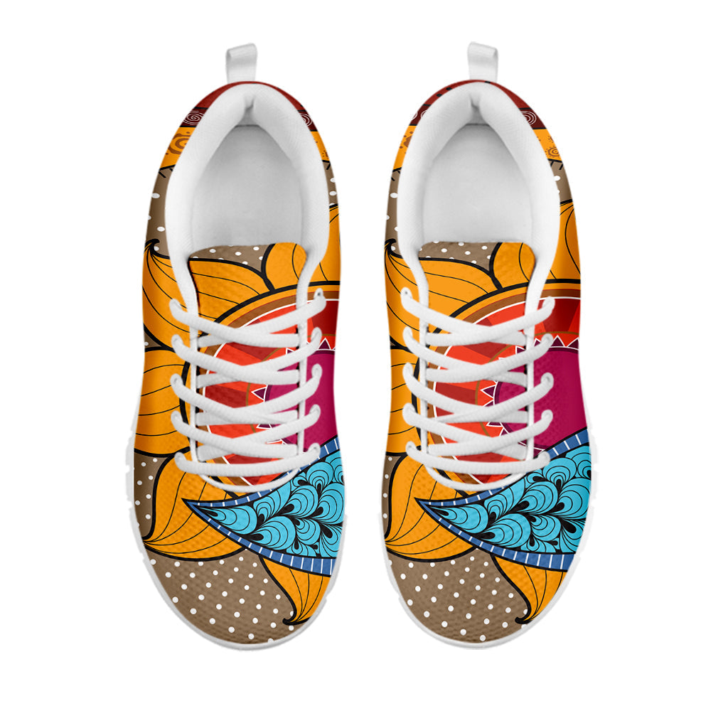 African Sun Print White Running Shoes