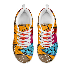African Sun Print White Running Shoes