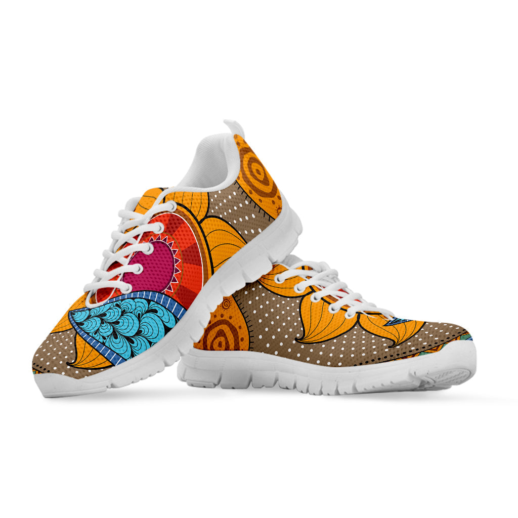 African Sun Print White Running Shoes