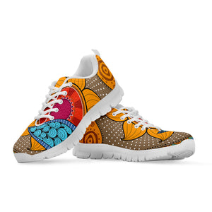 African Sun Print White Running Shoes