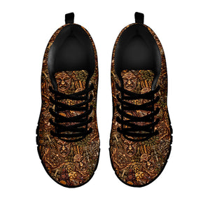 African Totem Pattern Print Black Running Shoes