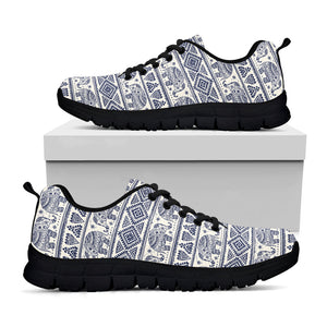 African Tribal Elephant Pattern Print Black Running Shoes